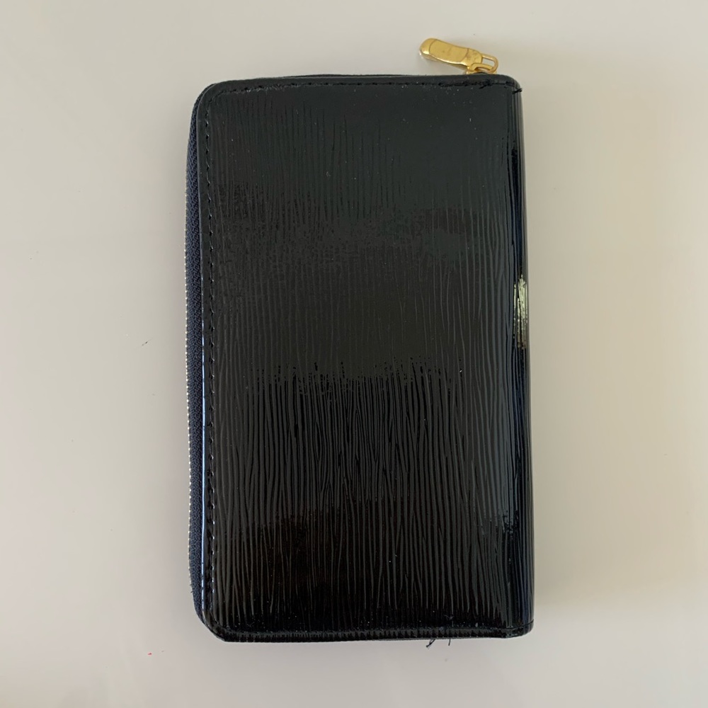 black patent leather wallet